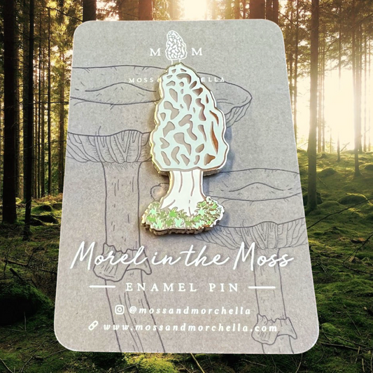 "Morel in the Moss" Enamel Pin Badge by Moss and Morchella